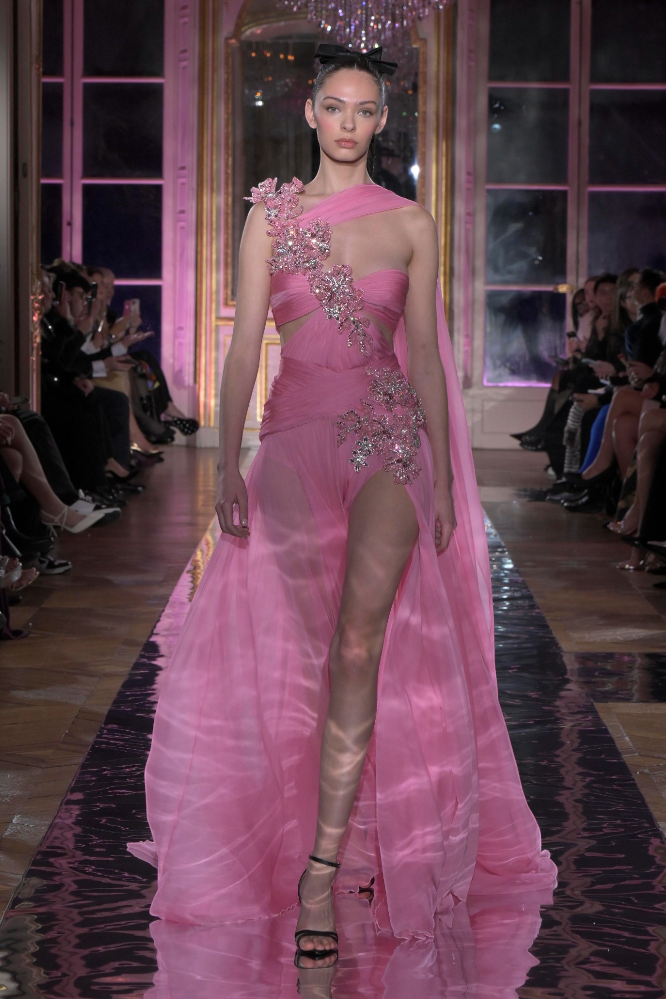open lace back dress Silenus and Sequins Beaded Dress FR 44 / Pink main image 0