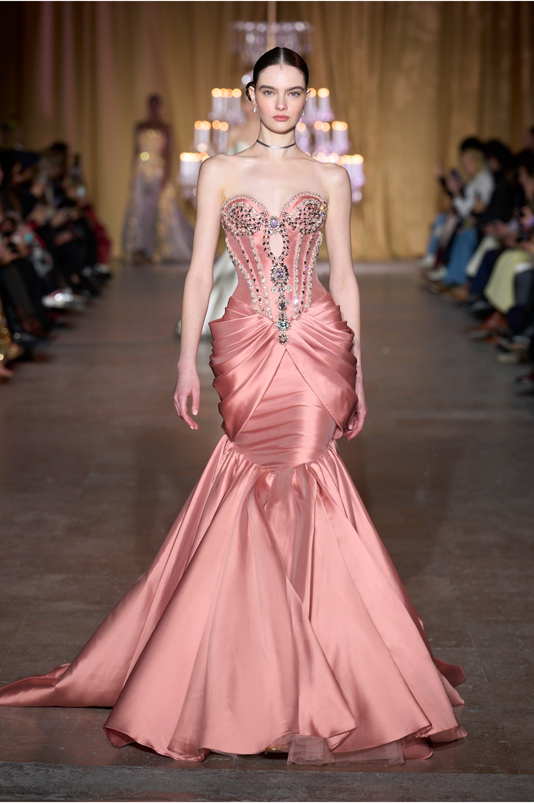 strapless open back dress Pink Quartz Muslin Dress With Cut-Outs by Tony Ward – Elilhaam main image 1